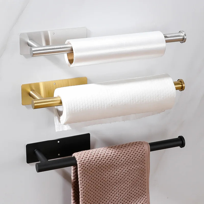 NEW Arrivals Paper Towel Holder Under Cabinet Adhesive Paper Towel Holder for Kitchen Stainless Steel Paper Towel Roll Rack Wall Mounted Home Kitchen Accessories