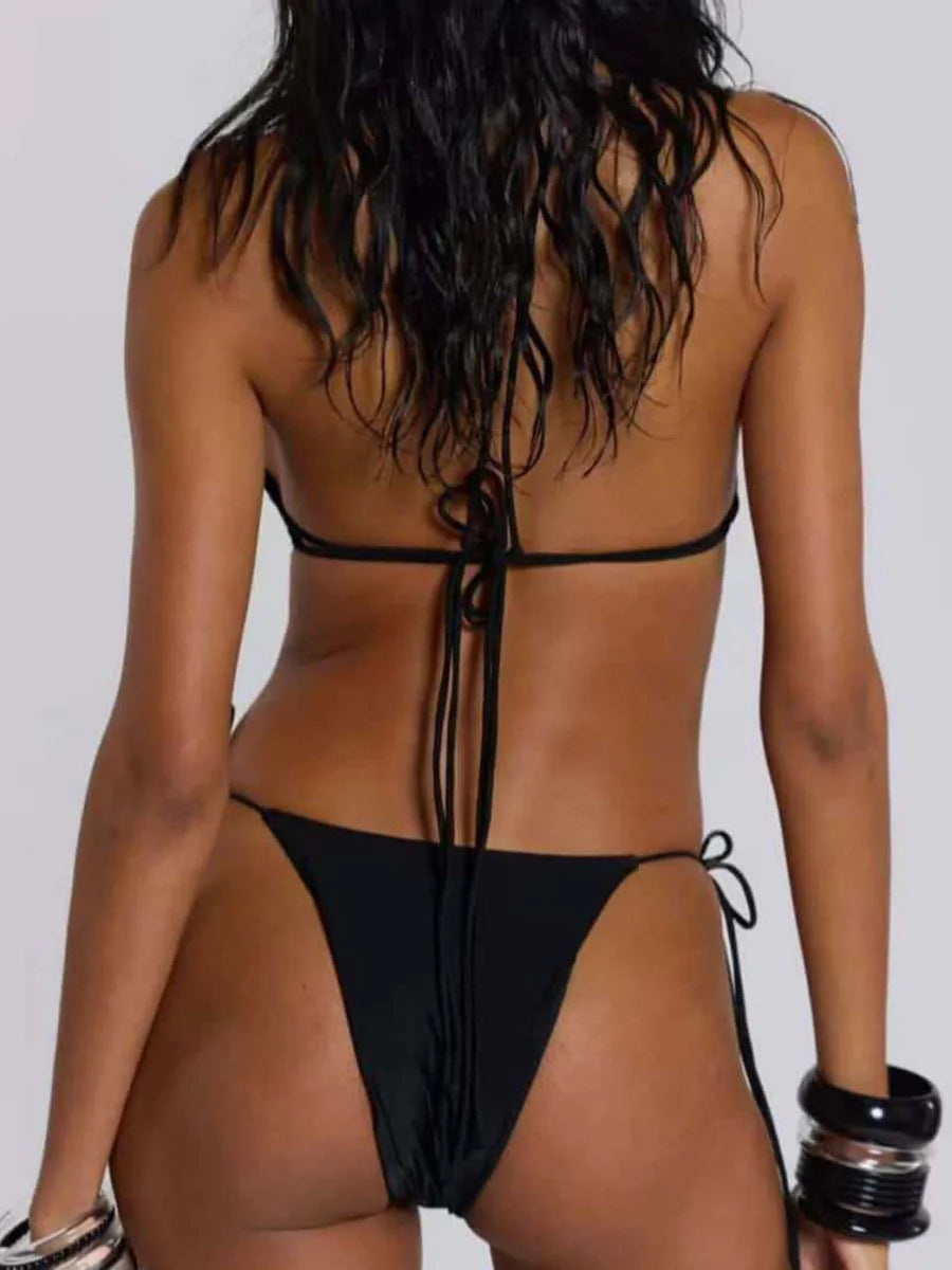 5 Colors UK Size Halter Metallic Sequins Sexy Bikini Women Swimsuit Female Swimwear 2 PCS Bikini Set Bather Bathing Suit Swim Lady Beachwear Women's Summer Beach Outfits