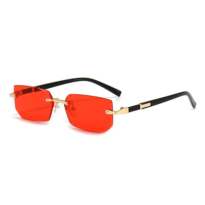 Rimless Sunglasses Rectangle Fashion Popular Women Men Shades Small Square Sun Glasses For Female Male Summer Traveling