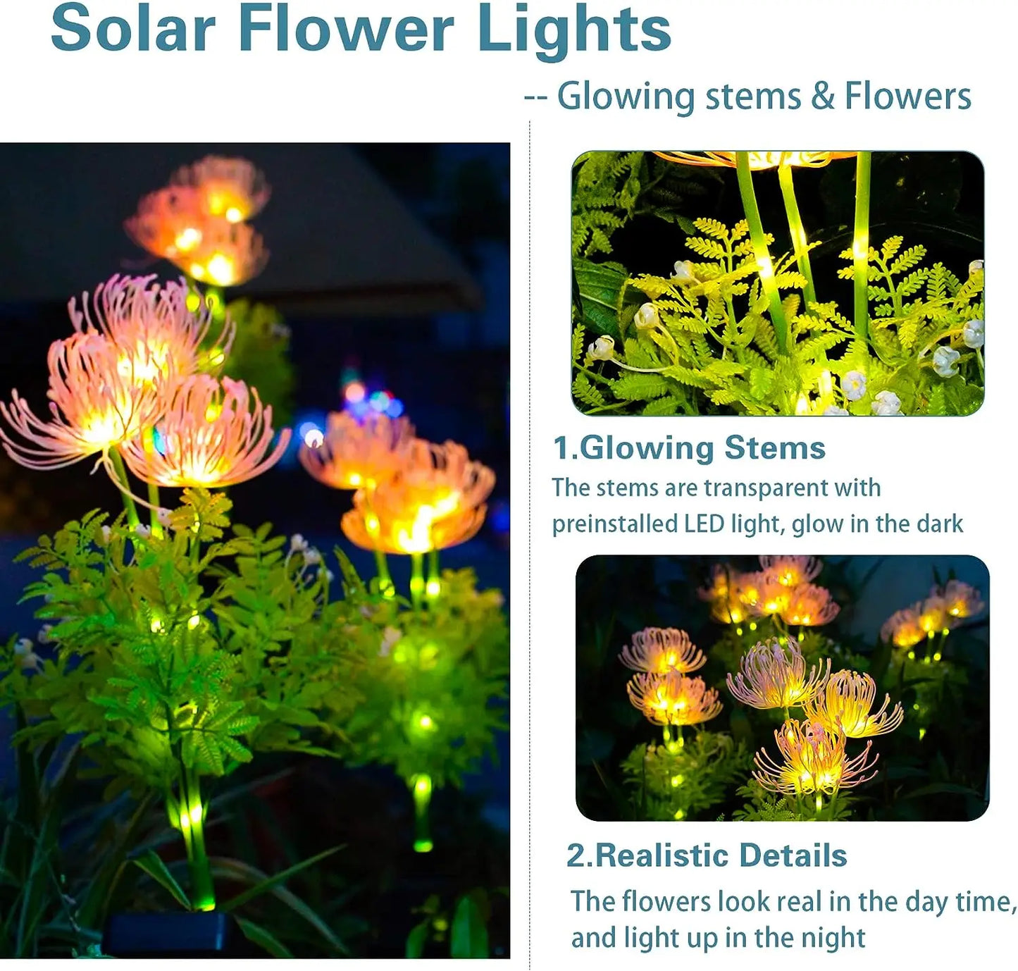 Solar Garden Lights Solar Flowers Lights Solar Lights Outdoor waterproof LED Fairy light for Garden Holiday Christmas Party Yard