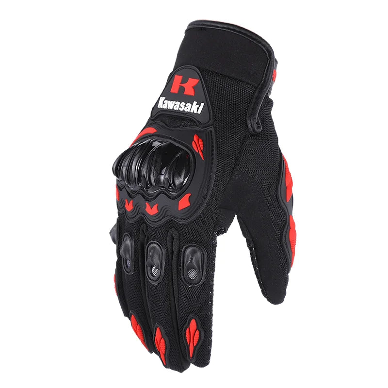 Kawasaki Gloves, All Finger Bicycle Breathable Gloves, Motorcycle Collision Avoidance Rider Gloves, Outdoor Sports Gloves