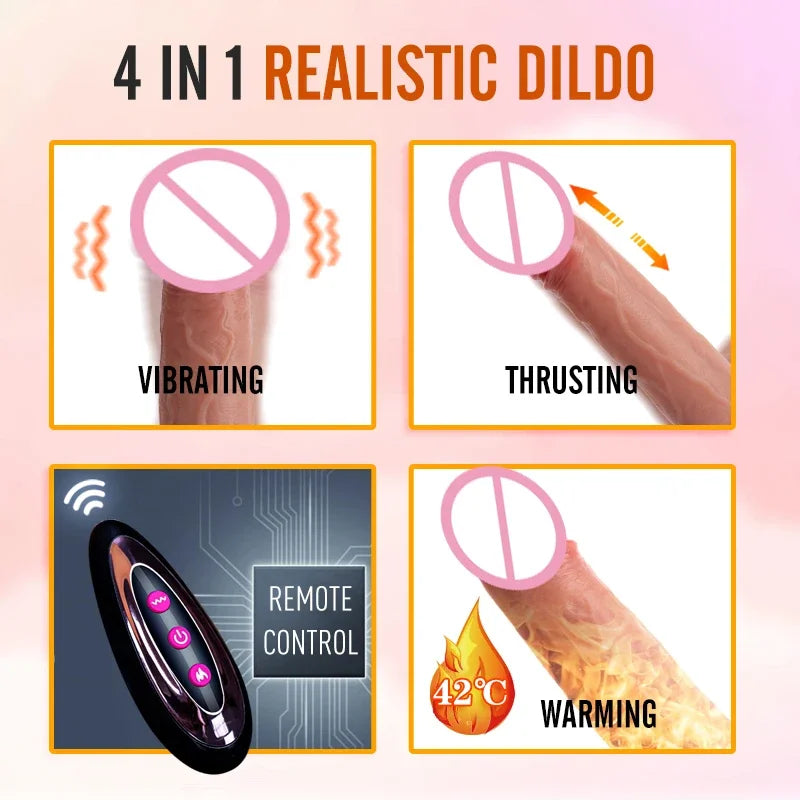 NEW Arrivals Female Masturbation Automatic 22.5cm Dildo Penis Vibrator Women Orgasm Rose Toy Adult Toy for Woman Sex Dildos XXL  Realistic to Pussy for Endless Pleasure Women Female Sex Shop Products