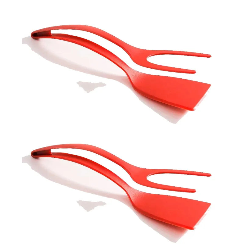 3 PCS Set Egg Flipper Spatula 2 in 1 Grip and Flip Spatula Tongs Silicone Egg Flipper Tool Fish French Toast Tongs Non-Stick Cooking Accessories Kitchenware Tools