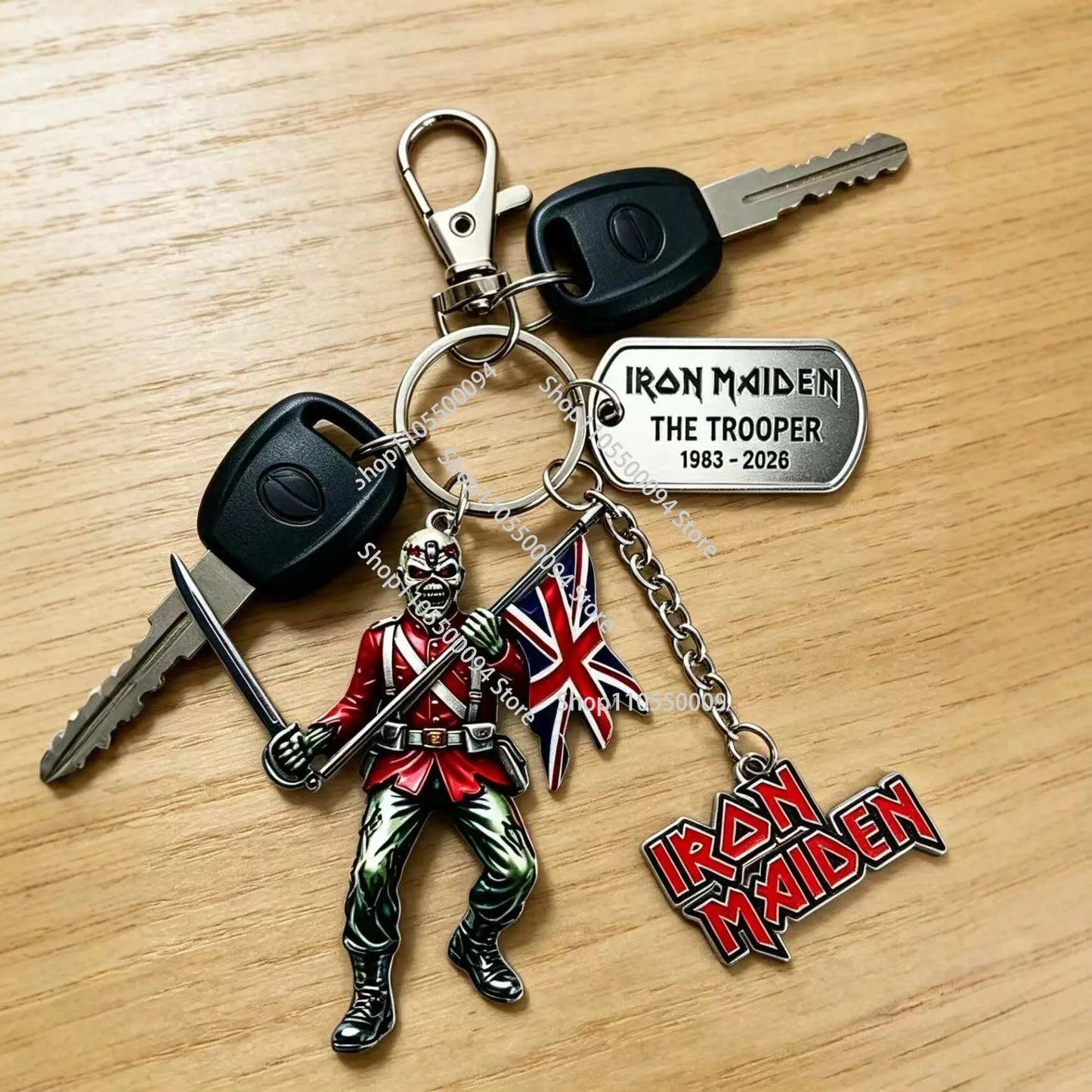 Michael Jackson and Elvis Presley 43rd Anniversary Metal Keychain Michael Jackson Keychain Flag Skull Shaped Personalized Car Trendy Accessories