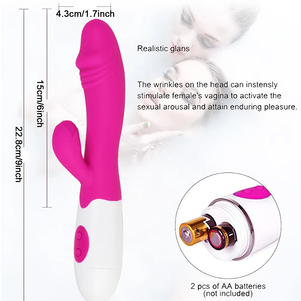 Rabbit Vibrator for Women Clitoris Stimulator Vagina Massage Powerful G Spot Silicone Dildo Female Sex Toys Adults Goods