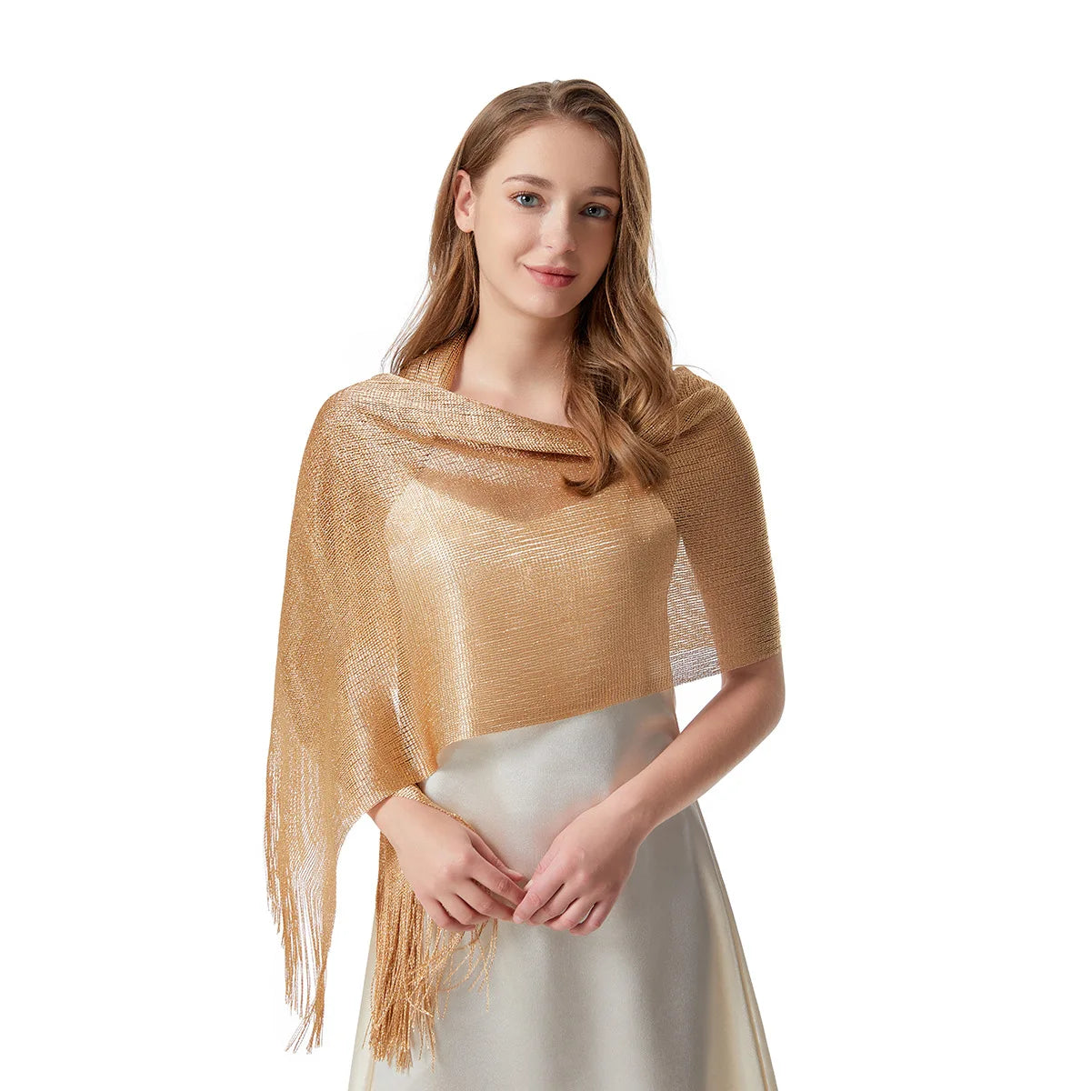 NEW Arrivals Black/Gold Fashion Bright Silk Sunscreen Shawl Hijab Gold  Shiny Scarves For Women Lace Tassel Party Evening Dress Scarf