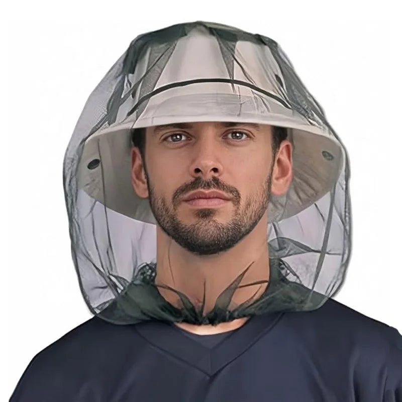 Outdoor Camping Beach Fishing Beekeeping Anti Mosquito Fishing Cap Anti Insect Hat Mesh Breathable Bug Bee Repellent Head Cover Net for Men and Women