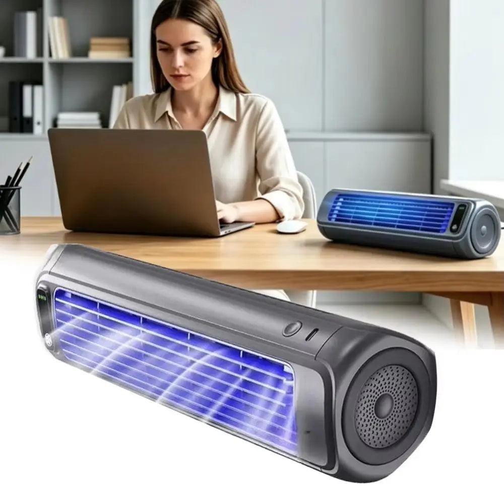 Home Office USB Rechargeable Hole-Free Mount Fan Bladeless Design Leafless Design Leafless Powerful Cooling Fan Lightweight Compact for 5V/2A 3000mAh