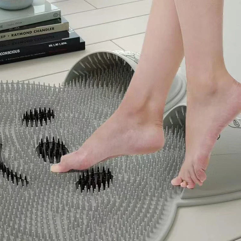 NEW 3 Colors Magic Silicone Massage Foot Mat Bathroom Non-Slip Mat Bath Foot Rubbing Artifact Foot Wash Exfoliating Shower Room Floor Mats ﻿