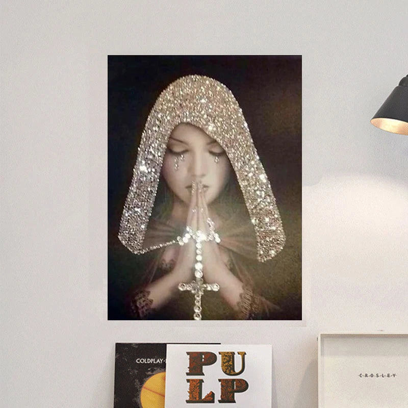Holly Mary 5D Diamond Paintings Religious Beauties Full Diamond Art Embroidery Living Room Office Home Decor Diy Diamond Cross Stitch Kits
