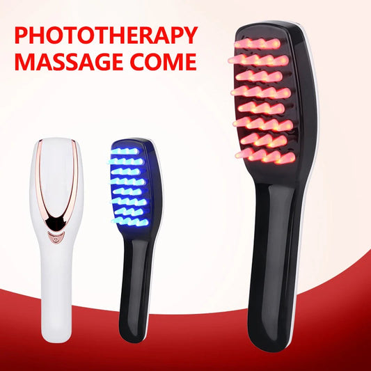 NEW Arrivals Electric Vibration Massage Comb Blue and Red Light Hair Growth Massage Hair Brush Anti Hair Loss Phototherapy Electric Combs Hair Care Supplies