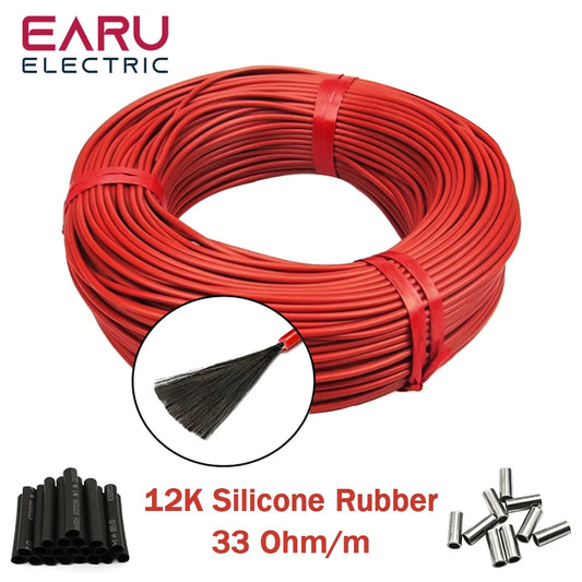 NEW Arrivals 50-80-100--200 Meters Infrared Warm Floor Cable 12K 33ohm/m Electric Carbon Heating Wire Coil 2.0mm Fiber Wire Floor Hotline Thickening Home Winter Supplies