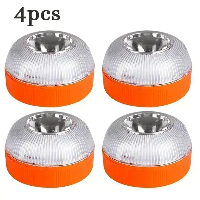 4 PCS Set Newest Portable Emergency Light Car Emergency Beacon Light Orange/Blue/Red Magnetic Induction Strobe Light Waterproof Flashlight Car Safety Accessories