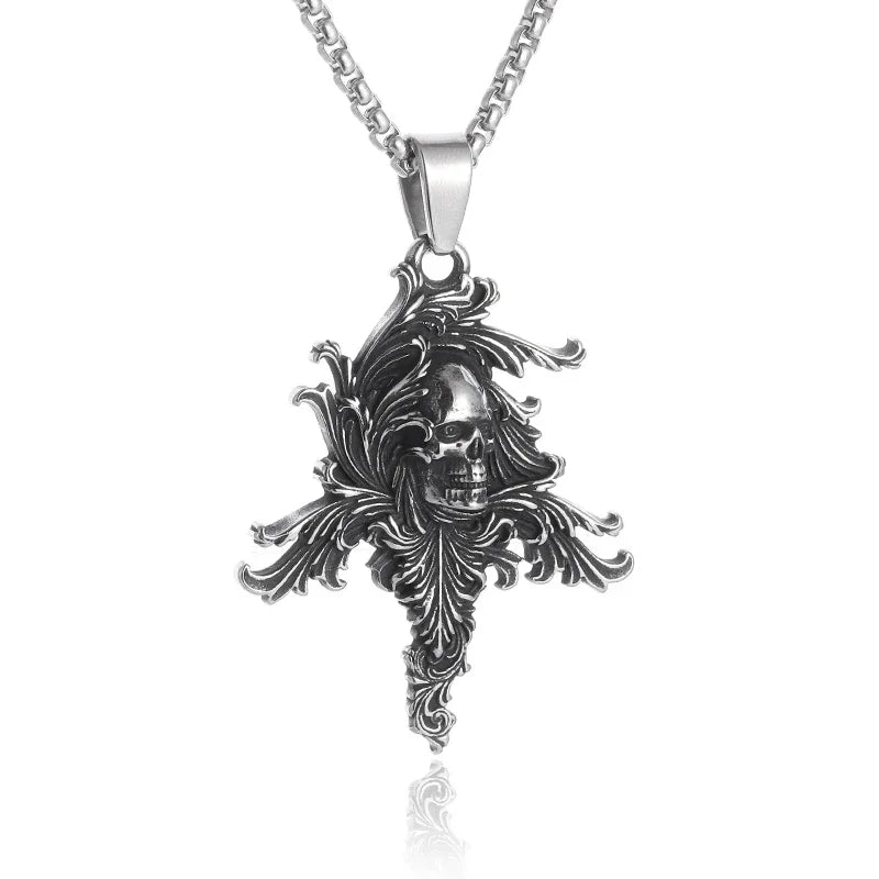 26 Types Gothic Hell\'s Grim Reaper Scythe Pendant Mystical Demon Skull Necklace Men\'s Motorcycle Punk Rock Halloween Jewelry