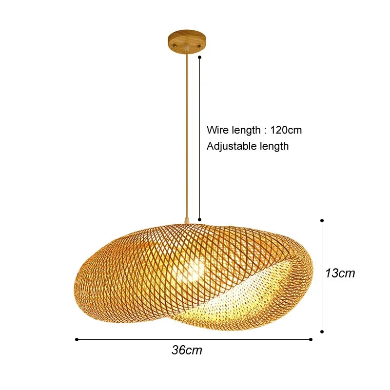 2025 Newest Bamboo Pendant Lamps Ceiling Lights Rattan Wicker Lustre Hand Knit Braiding Suspended Home Dining Braided Decor