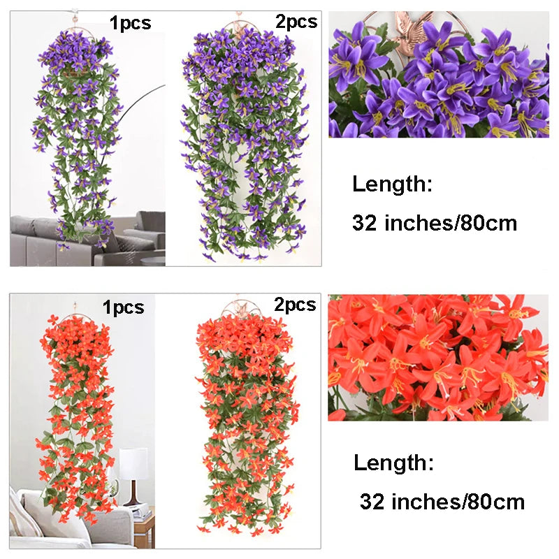2-3-6PCS Artificial Flowers Garden Decor Artificial Flower Decoration Wedding Party Outdoor Courtyard Hanging Red Lily Flower