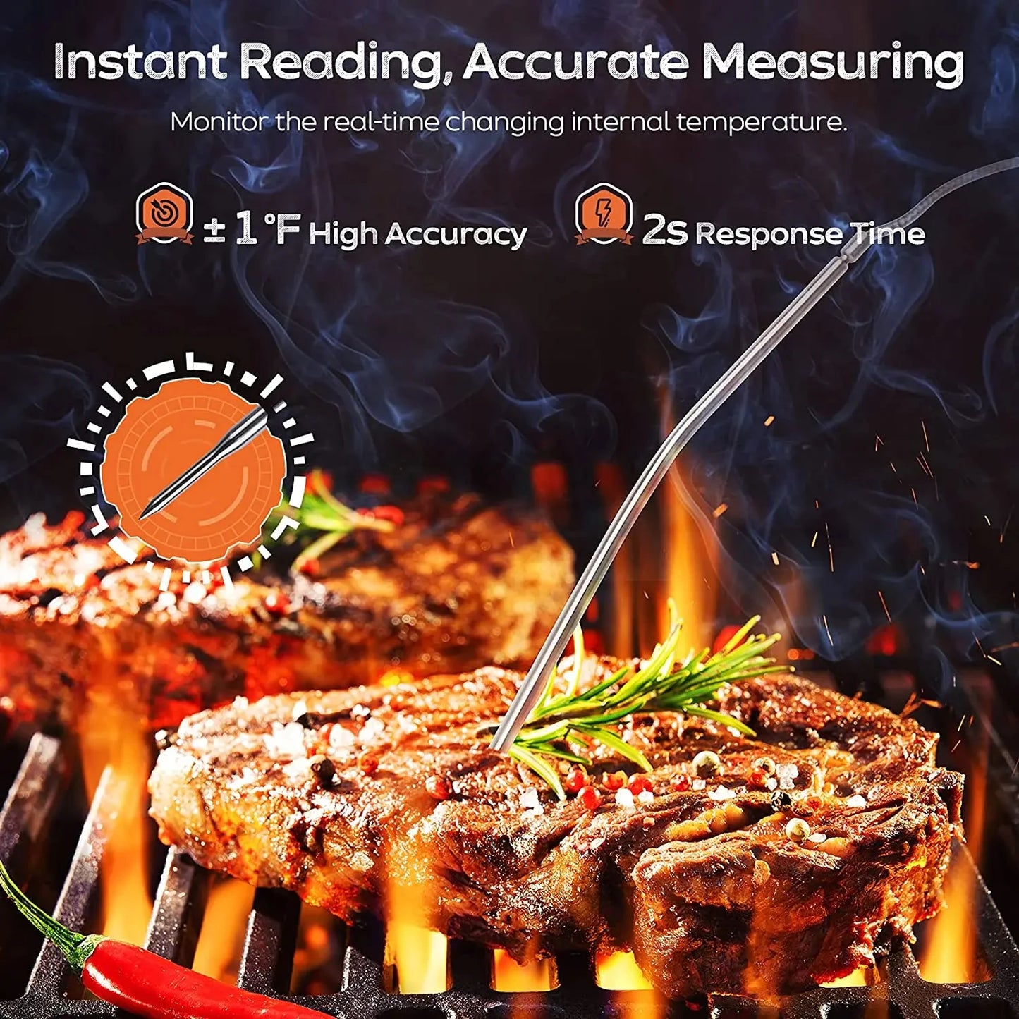 Digital Meat Kitchen Thermometer Stainless Waterproof Meat Temperature Thermometer Probe Oven Cooking BBQ