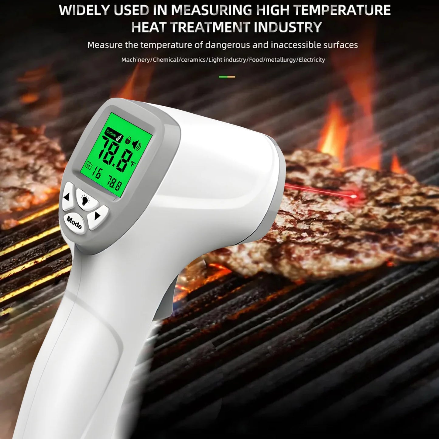 Digital Infrared Multi-Purpose Baking Oven Food Cooking Temperature Meter Measure Thermometer Outdoor Pyrometer Laser High Temperature Meter Food Kitchen Thermometers Adjust Heat Meter