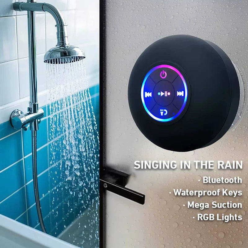 NEW Arrivals Portable Wireless Bluetooth Speaker LED Light IPX4 Waterproof Loudspeaker Outdoor Indoor Bathroom Large Suction Cup Stereo Sound Box