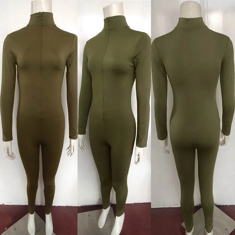 NEW Arrivals 6 Colors Casual Sporty Solid Bodycon Jumpsuit Women Outfits Long Sleeve Fitness Work Out Skinny Rompers Elastic Overalls for Women Jogger