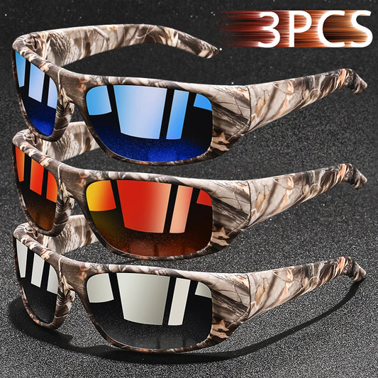 NEW Arrivals 3PCS Set Fashion Vintage Fishing Cycling Sports Sunglasses Men Women Running Mountaineering Sport Man Sun Glasses UV400 Eyewear