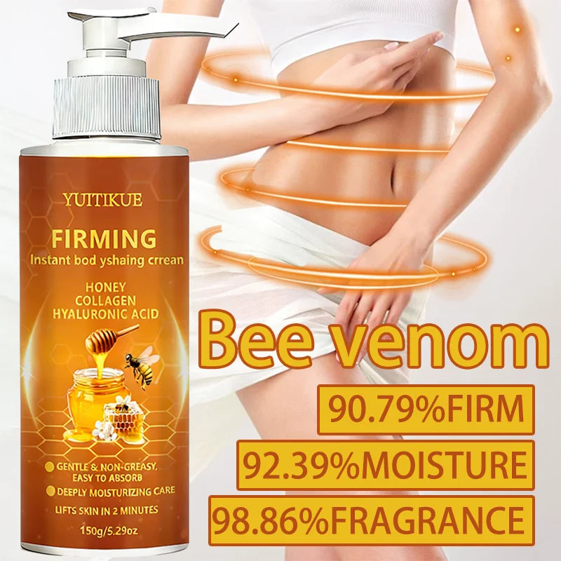 2 PCS Set Bee Venom Honey Collagen Firming Body 150gr Cream, Skin Laxity Repair Instant Lifting with Hyaluronic Acid, Non-Greasy Tummy Control Belly Loss Skin Care Sets Korean Products