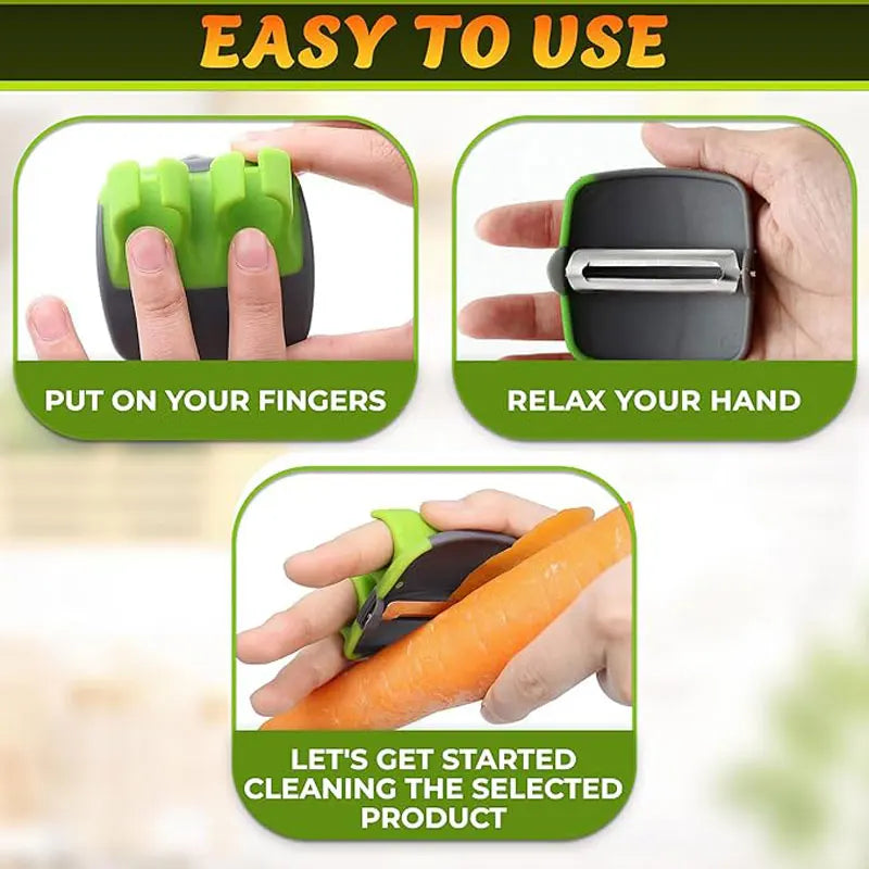 2 PCS Set Stainless Steel Handheld Vegetable Peeler Rubber Finger Grip Quick Easy Comfortable Palm Peeler Slicer Kitchen Tool Helper Salad Maker Kitchenware Home Cooking Accessories
