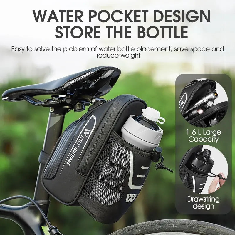 Bike Saddle Bag With Water Bottle Pocket Waterproof Tail Pannier MTB Road Bicycle Under Seat Bag Cycling Accessories