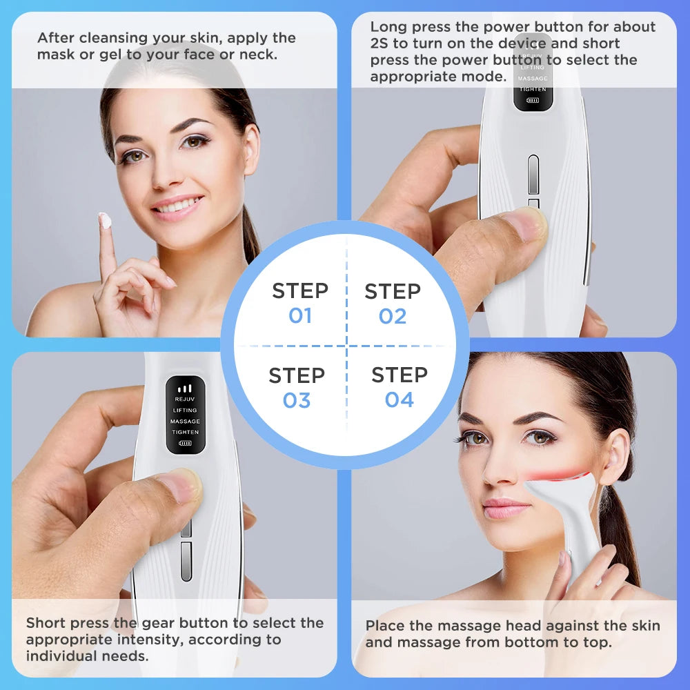 EMS Facial Lifting Device Neck Face Eye Massager Face Slimming Beauty Skin Phototherapy Machine Anti Aging Reduce Double Chin