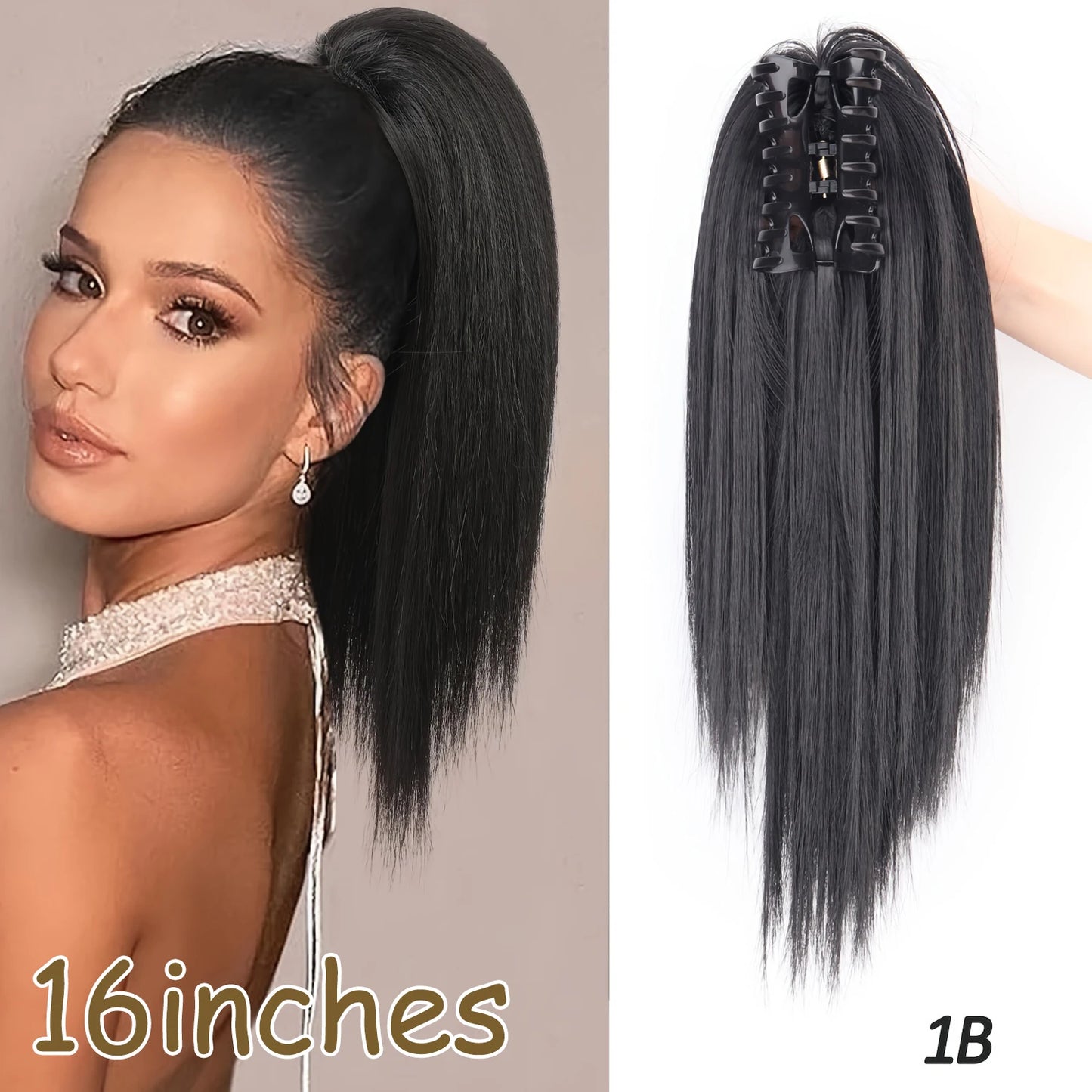 NEW  Synthetic Long Straight Wrap Around Clip In Ponytail Hair Extension Can Be Permed Heat Resistant Pony Tail Fake Hair