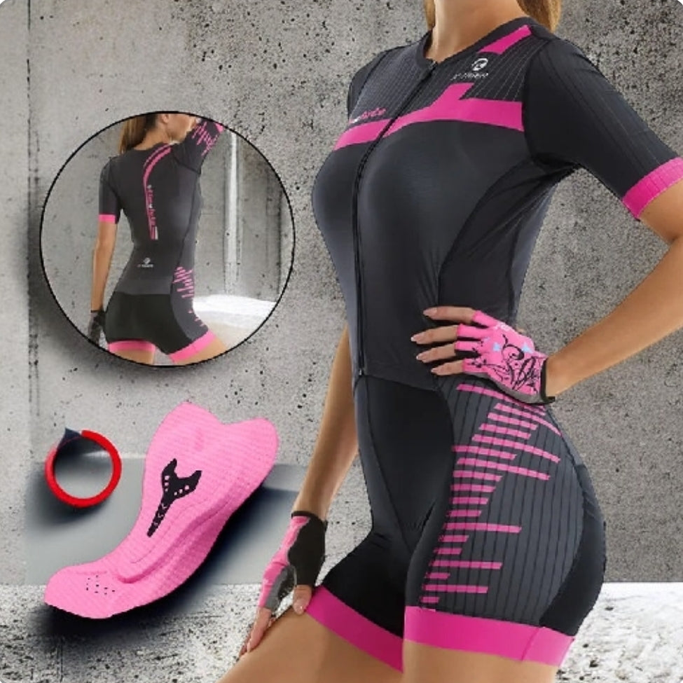 Women's Triathlon Short Sleeve Cycling Jumpsuit Breathable Summer Macaquinho Ciclismo Feminino Bicycle Clothing