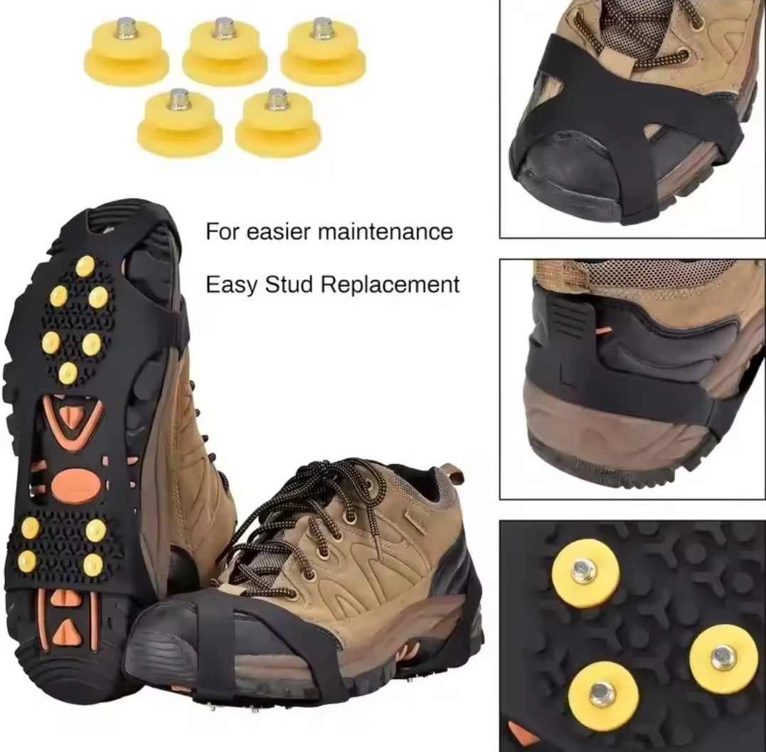10 Studs Snow Ice Claw Anti-Skid Snow Ice Thermo Plastic Elastomer Climbing Shoes Spikes Grips Cleats Over Shoes Covers Crampons