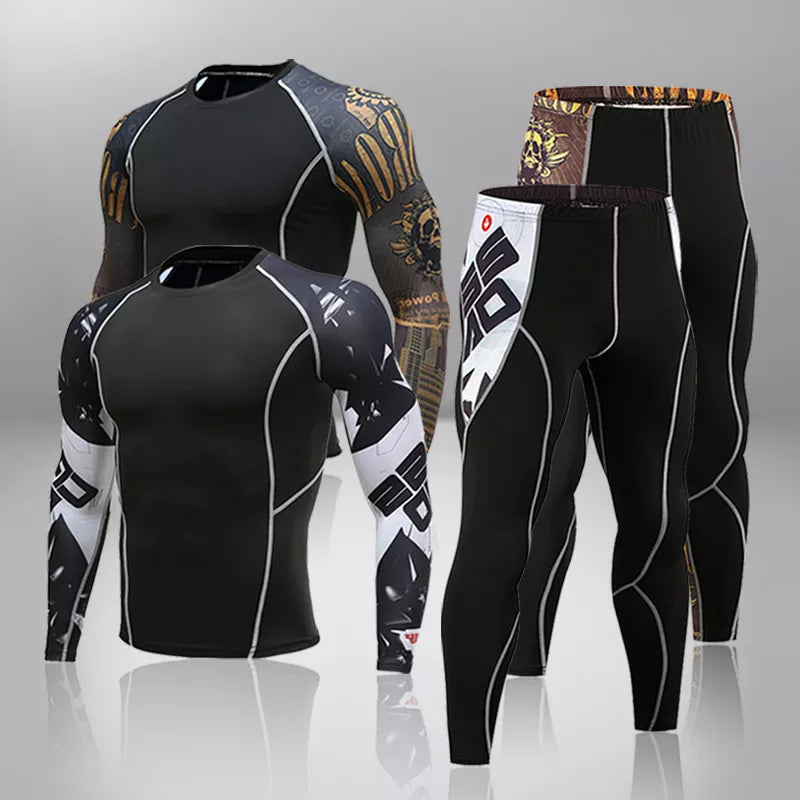 New Men's Thermal Underwear Sets Compression Sport Suit Sweat Quick Drying Thermo Underwear Men Clothing Long Johns Sets