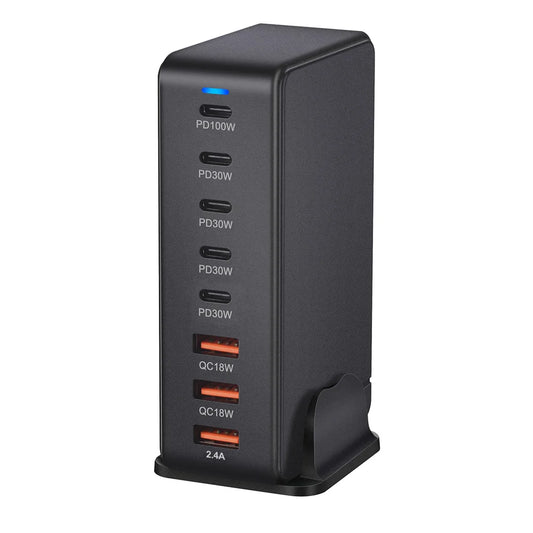 268W Desktop GAN Charger 8-Port USB Type C PD Charger Fast Charge 3.0 USB Type C Fast Charger Mobile USB Charger