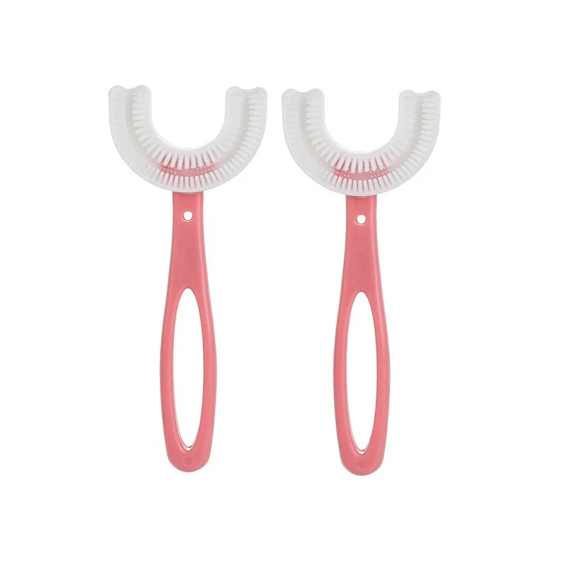 2 PCS Set Baby Toothbrush Children 360 Degree U-Shaped Child Toothbrush Teethers Baby Brush Silicone Kids Teeth Oral Care Cleaning Tools