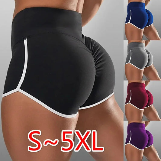 Summer Running Sport Shorts Women High Waist Seamless Fitness Leggings Push Up Gym Training Tights Pocket Yoga Shorts Plus Size