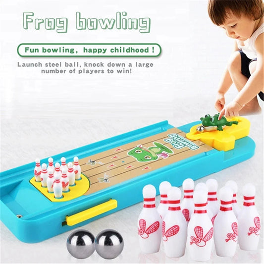 Children Mini Desktop Frog Bowling Game Toy Funny Indoor Parent-Child Interactive Table Sports Game Toy Bowling Educational Gift For Kids