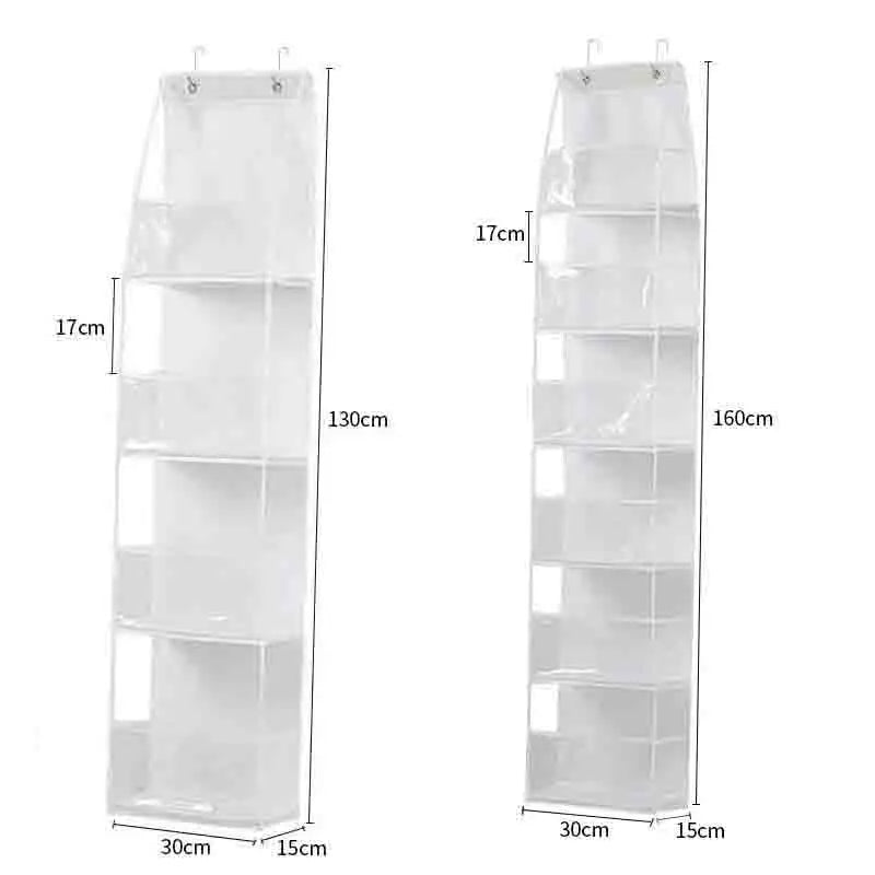 NEW Arrivals 2 PCS Set 4+6 Layers Storage Hanging Bag Door Mounted Storage Bag Wall Mounted Dormitory Non-Woven Fabric Visible Transparent Multi-Layer Storage Set