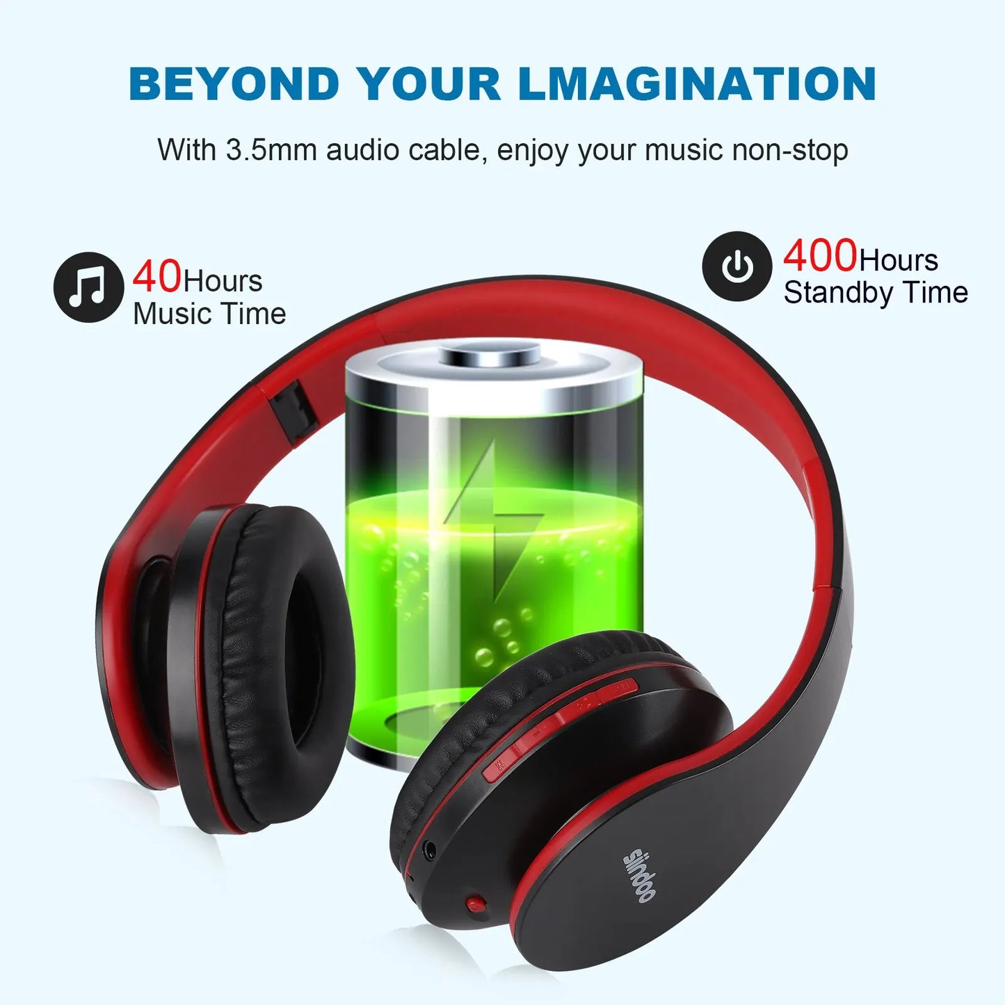 Wireless Headphone Foldable Stereo BT5.1 Earphones Music Headset FM and Support SD Card with Mic for Mobile PC TV
