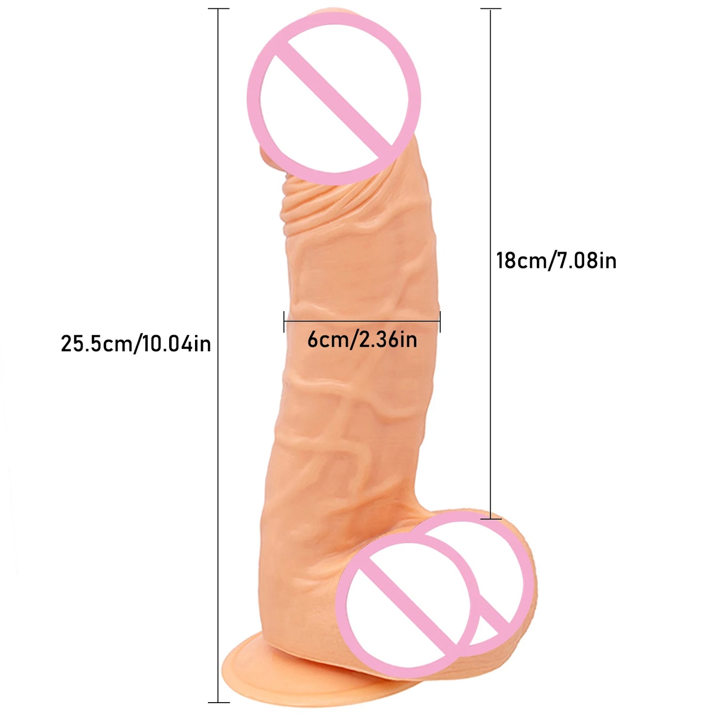 25.5CM*6CM Oversized Realistic Dildos Soft Skin Feeling Thick Penis Huge Phallus Erotic Big Dick Sex Toys for Women Masturbation Adults Sex Shop Supplies Products