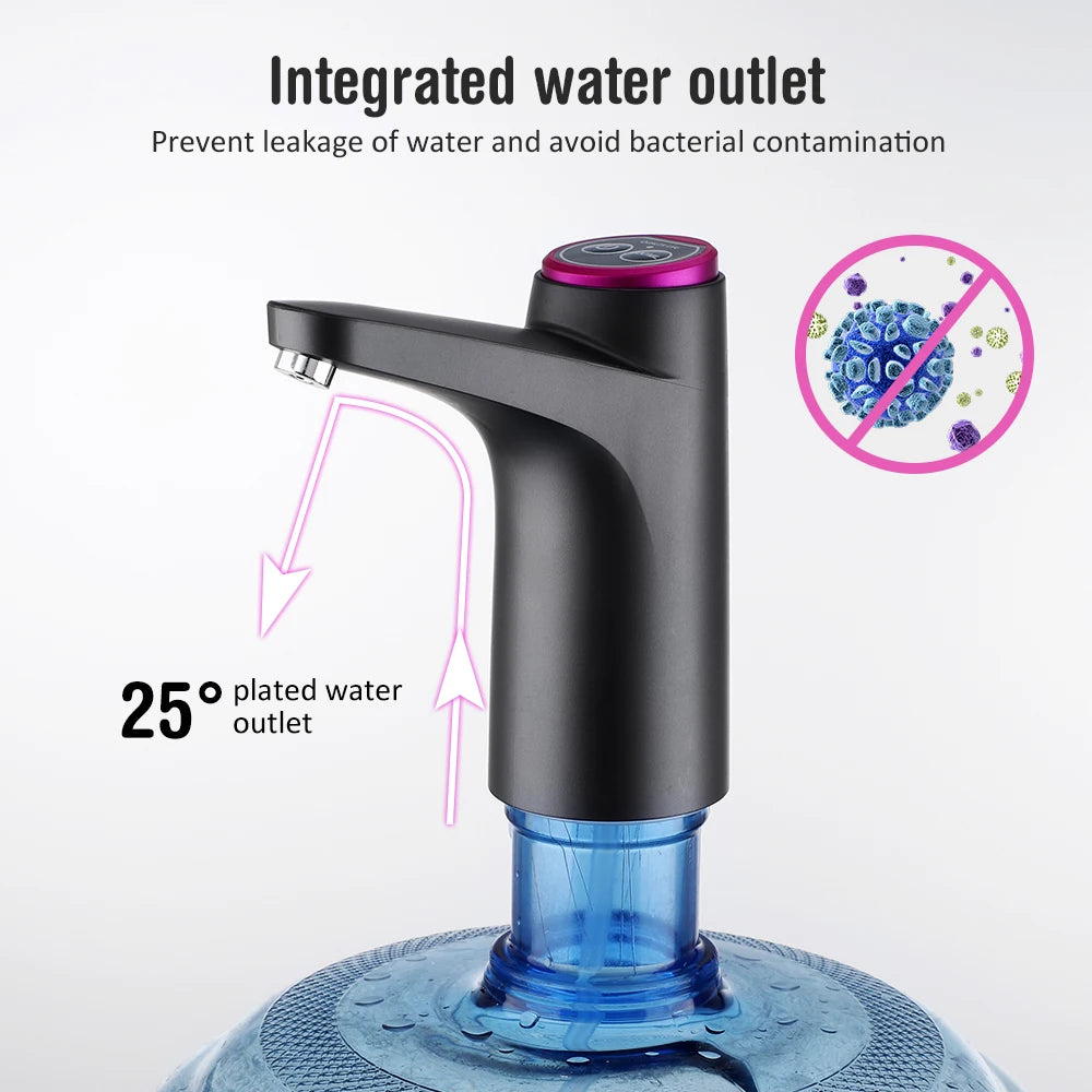 3 PCS Set Automatic Water Dispenser + Base Gray/Green/White Color Electric Water Pump Button Control USB Charge Portable for Kitchen Office Outdoor Drink Dispenser Home Office Watering Supplies