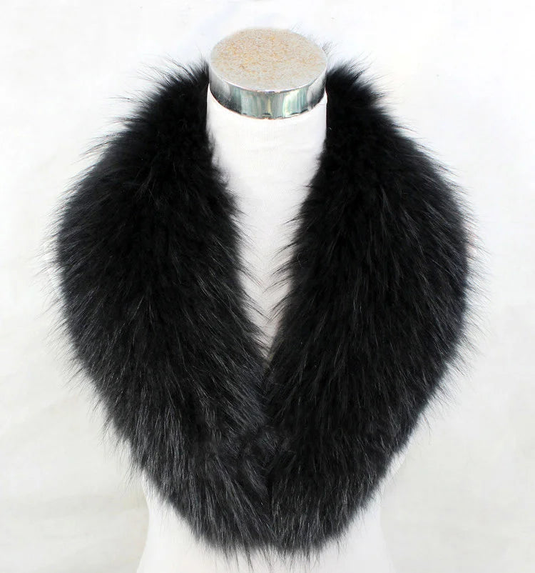 NEW Arrivals Luxury Real Natural Color Raccoon Fox Real Fur Collar Scarf Genuine Big Size Scarves Warp Shawl Neck Warmer Stole Muffler with Clip Loops Ladies Luxury Fashion Apparel Accessories Clothing Supplies