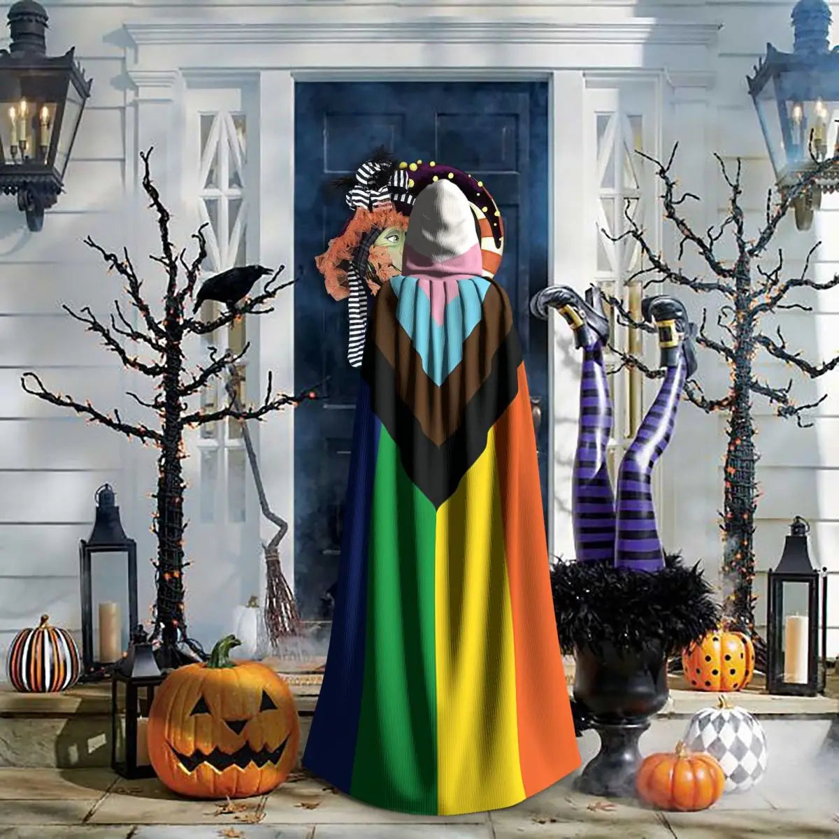 Long Cape Cloak Rainbow Flag Gay Pride Hooded Cloak Coat Autumn Hoodies