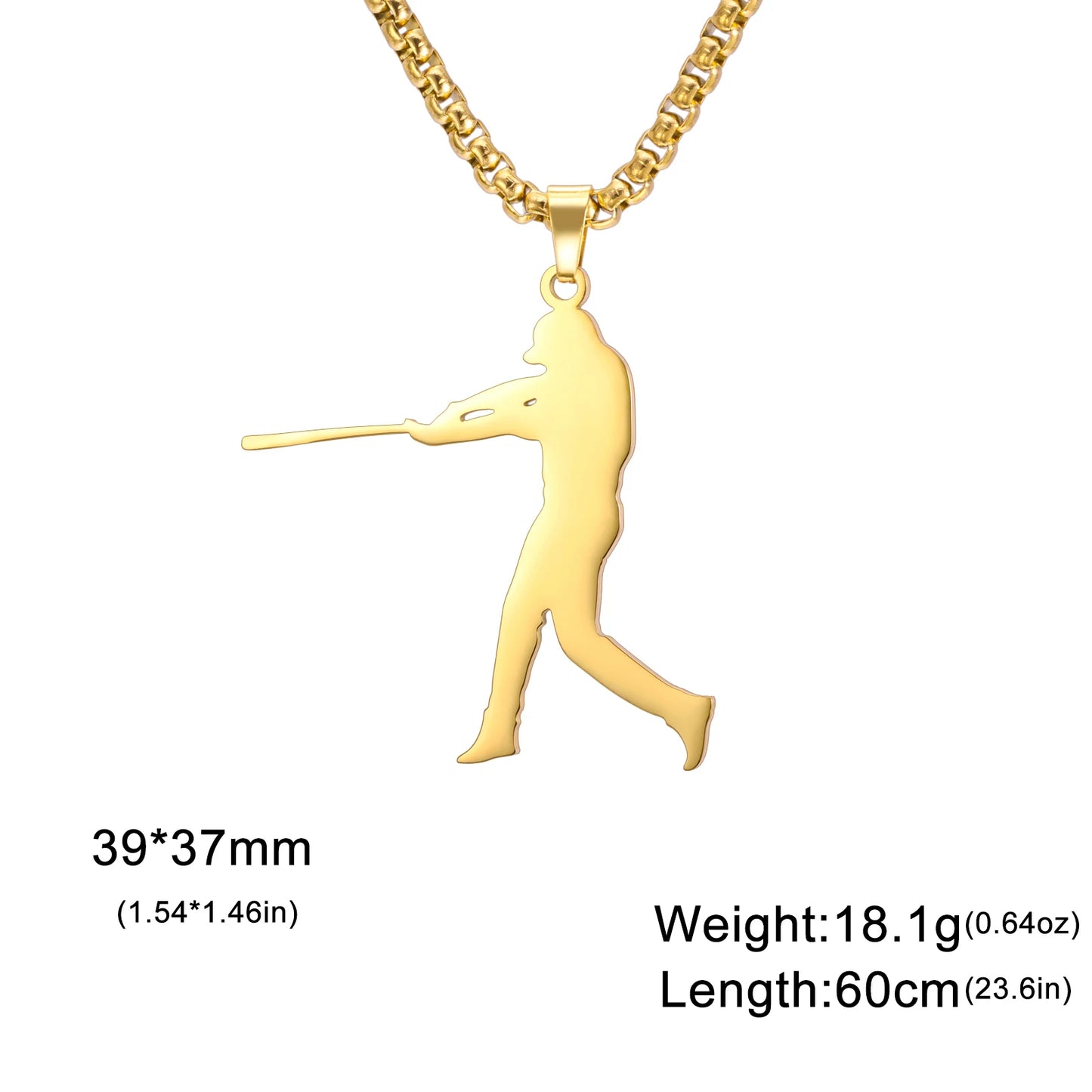Baseball Gold Necklace Teen Boy Neck Chain Stainless Steel Pendant Necklace Fashion Sport Jewelry Men Sport Enthusiast Gifts