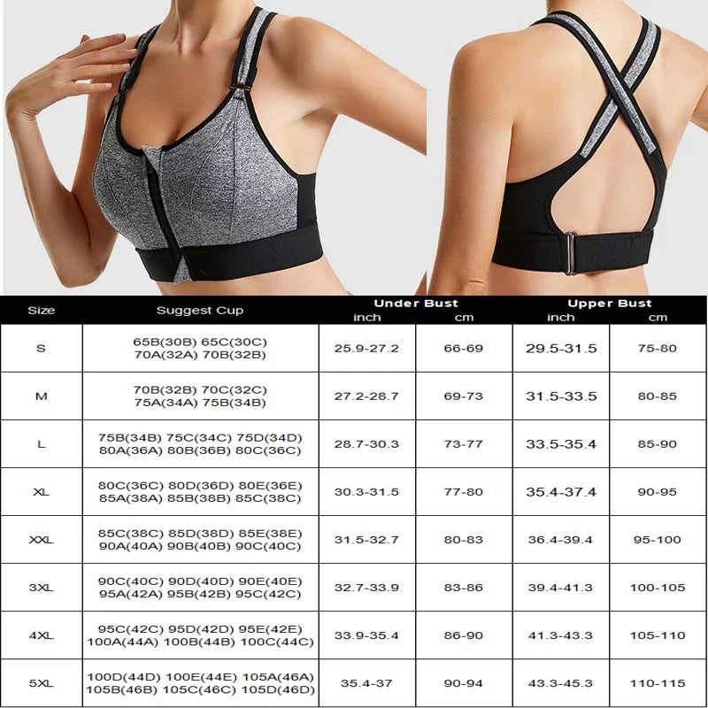 Sexy Zip Front Closure Strappy Cross Yoga Bra Women's Padded Shockproof Gathered Seamless Wireless Sport Gym Bras