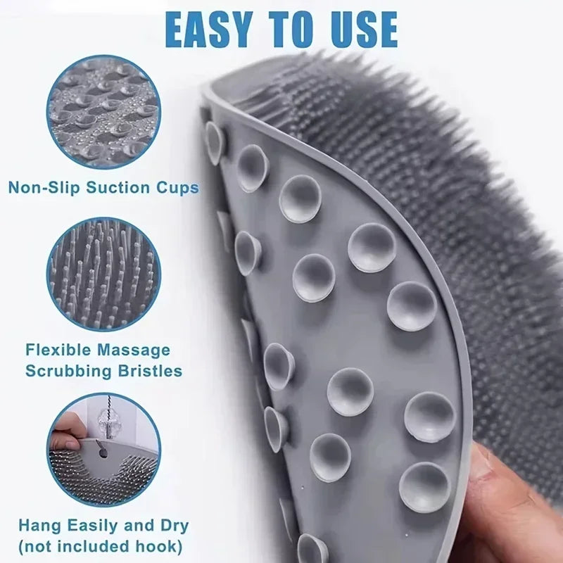 NEW Arrivals 5 Colors Back-Foot Wash Mat Silicone Sponge Body Brush in The Shower Reusable Wall Mounted Back Silicone Bath Foot Massage Pad Shower Home Supplies Bathroom Accessories