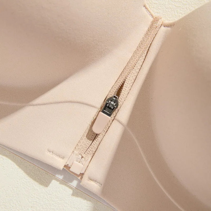 3 Colors 12cm Push-Up Plunge Front-Zip Women's Bra: Strapless Sticky Adhesive Padded Minimizer, Lift & Shape for Small Chest, Seamless Comfort Ladies Underwear Accessories
