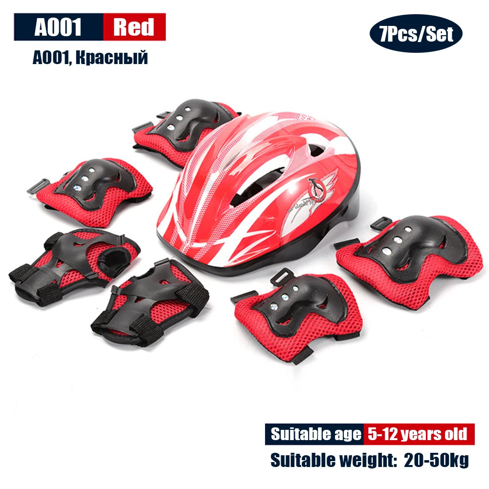 NEW SET Children Kids Adjustable Helmet Protective Gear Set Sports Knee Elbow Wrist Pads for Children Boys Girls Bike Skateboard Scooter Roller Outdoor Sports Supplies
