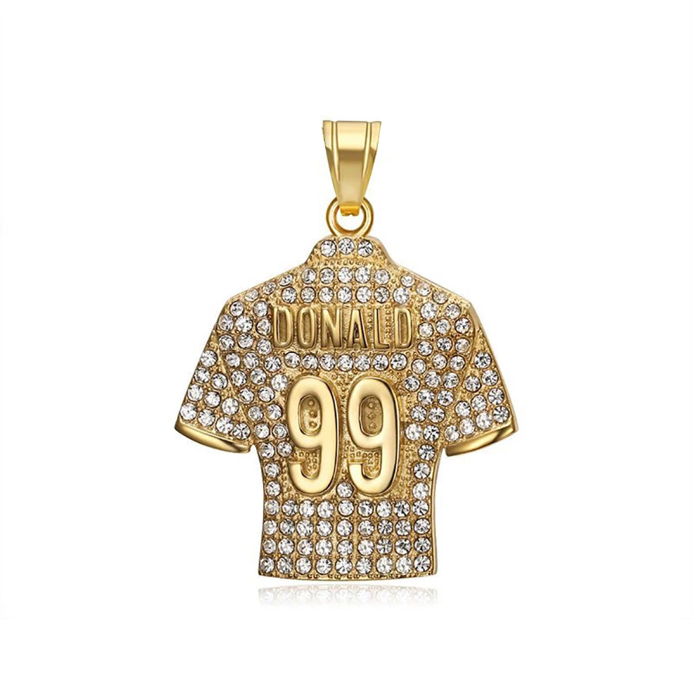 Fashion Football Jersey Messi Cristiano Ronaldo Neymar Mbappé Harland Rhinestone Necklaces + 60cm Gold Chain Men Stainless Steel Soccer Fans Hip Hop Jewelry Accessories