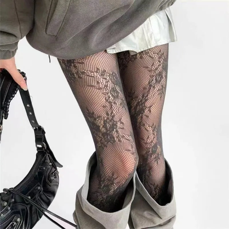 New Arrivals 4 Colors Tights Women Sexy Lace Floral Thigh High Stockings Pantyhose Lingerie Hosiery Mesh Fishnet Stockings Women Tights Sexy Stockings
